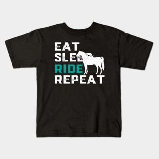 Eat Sleep Ride Horses Repeat Horseback Riding Kids T-Shirt